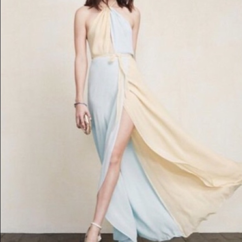 Reformation Estella Dress Two Tone Wrap